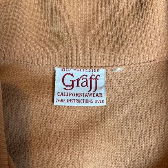 Graff Californiawear Vintage 70's Polyester Button Blazer Camel Great Cuffs! - Picture 5 of 9